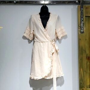 HERE COMES THE SUN CREAM RUFFLE WRAP DRESS COWGIRL FARM GARDEN WEDDING